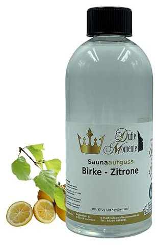 Dufte Momente Saunaaufguss-Konzentrat Birke-Zitrone 500ml – frisch & klar – geprüfte Qualität – konzentriert & ergiebig – vegan & Made in Germany