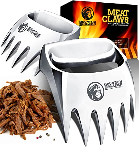 Fleischkrallen Fleischzerkleinerer Zum Grillen - Perfekt zerkleinertes Fleisch, Die Bärenkrallen Die Sie Brauchen - Beste Pulled Pork Meat Claws x 2 Für Barbeque, Smoker, Grill (Robustes Metall)