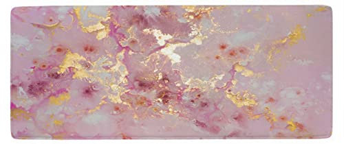 A.Monamour Antidérapant Absorbant Tapis de Bain Fond De Texture Marbre Or Rose Art Moderne Abstrait Doux Flanelle Tapis pour WC Salle de Bain Lavabo Baignoire Douche Cuisine Salon Chambre 40x120cm
