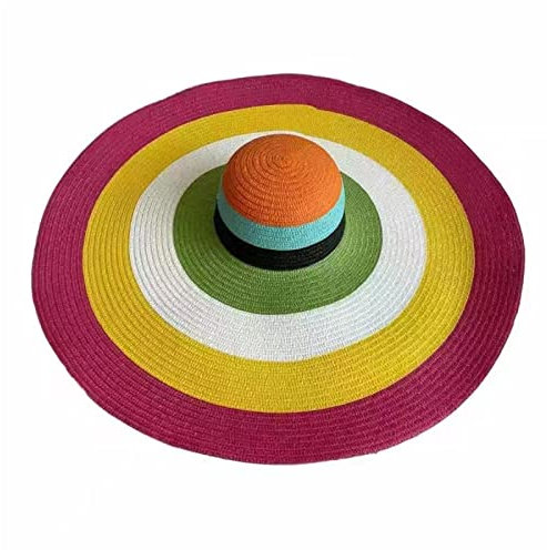 WSLCN Chapeau de Soleil Femme Capeline Chapeau à Large Bord Casquettes Anti-Soleil Respirant Anti UV Grand Chapeau de Paille Couleur de Bordure Rouge