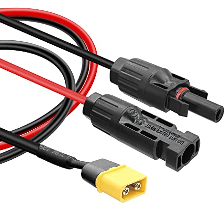 YACSEJAO Solar-auf-XT60-Stecker-Kabel, Solar-Ladeadapter auf XT60H-Stecker-Verlängerungskabel, 16 AWG, für tragbare Wohnmobil-Powerstation, Lipo-Akku, 1,8m