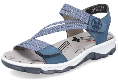 Rieker Damen Klassische Sandalen 68871, Frauen Sandalen,Sommerschuhe,Freizeitschuhe,offene Schuhe,Strandschuhe,blau (14),38 EU / 5 UK