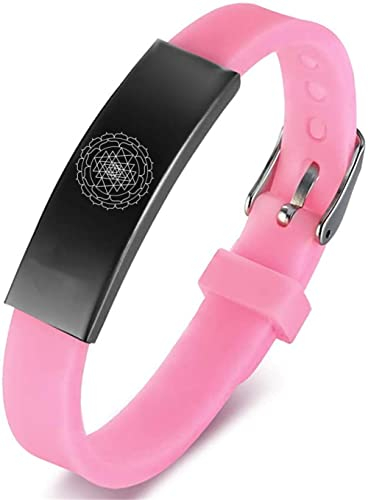 KBNSUIAN Heilige Geometrie Chakra Energie Sri Yantra Silikon Armband für Meditation Hinduismus Amulett Symbol Schmuck, einstellbar