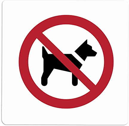 Becral® - Señal adhesiva de PROHIBIDO PERROS | Placa puerta PVC BLANCO | Señal informativa | Cartel Puerta 100X100mm