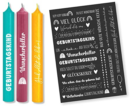 WEIßE Kerzen Tattoofolie - GEBURTSTAG - Sprüche zum Verschenken - für Kerzen/Keramik DIN A4