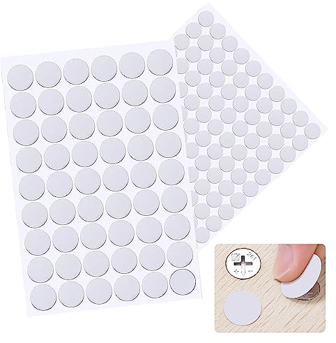 Lot de 194 cache-vis ronds autocollants - 12 mm / 21 mm - Blanc - Pour armoires murales, meubles, armoires, portes, bureaux, réparations de meubles