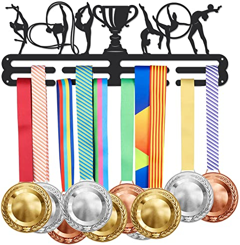 SUPERDANT Espositore Porta Medaglie Appendiabiti Telaio per Ginnastica Robusto Metallo in Acciaio Nero con Elementi Ganci A Parete Espositore Porta Medaglie Oltre 60 medaglie