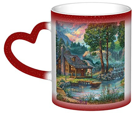 UNIOND House by The Lake Bedruckte Farbwechsel-Tasse aus Keramik, wärmeempfindliche Kaffeetasse für Männer und Frauen