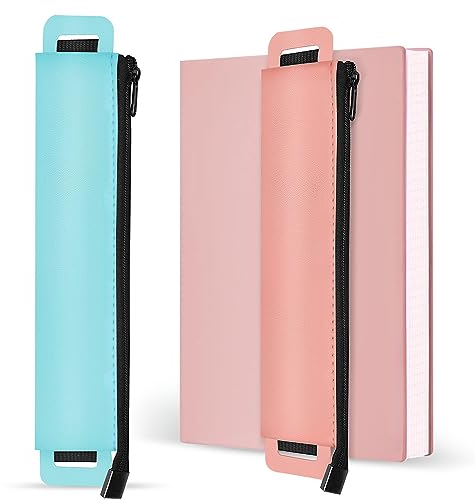 skytowards 2 elastici astucci in PU per matite 2PCS Étui à Stylo, Petit Étui à Stylo en Cuir Étui à Crayons Petit étui à Crayons en Cuir Pochette à Fermeture Éclair 18,5 CM (Rose, Bleu)