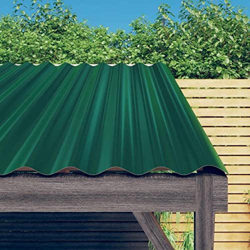 CIADAZ Dachpaneele 12 STK Bitumenwellplatten, Wellplatten, Wellblechplatten Für Dach, Dachabdeckung, Fassadenplatten Aussen, Pulverbeschichteter Stahl Grün 100x36 cm