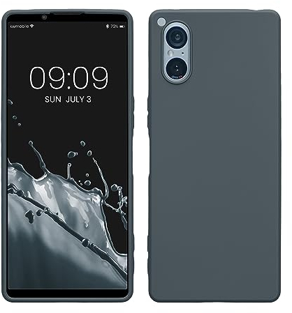 kwmobile Custodia Compatibile con Sony Xperia 5 V Cover - Back Case per Smartphone in Silicone TPU - Protezione Gommata - ardesia scuro
