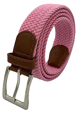 NINA FORD Ceinture tressée élastique pour homme et femme - Ceinture élastique extensible - Ceinture de travail - Ceinture tactique décontractée - Ceinture réglable, rose clair, L