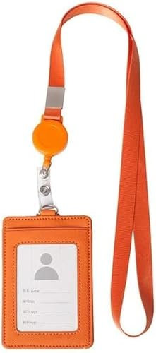 portacarte con cordino, cordino personalizzato, 4 custodie for ID PC Porta badge in pelle PU Porta carte d'identità con cordino retrattile Targhetta for nome Maniche for ufficio scuola portatile