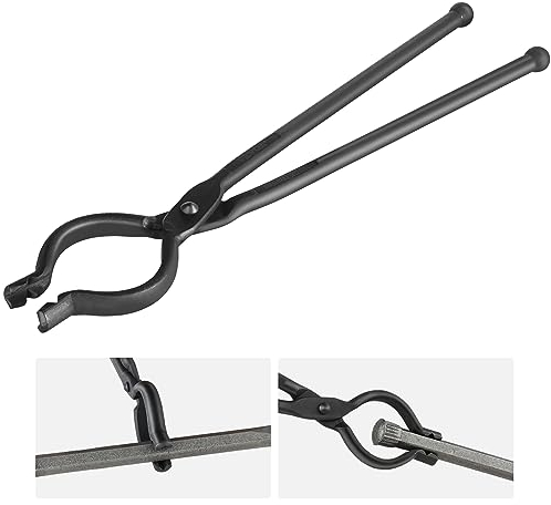 VEVOR Pince de Forge 46 cm Tenailles de Forge en V Durable en Acier au Carbone Long Manche Bonne Prise Opération Sûre Matériels de Forgeron pour Boulons Pièces Forgées en Forme de T et à Large Tête