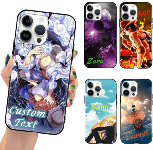 Personalisierte Handyhülle für Samsung A51(4G)/M40S Hülle 6.5 Zoll, Anime One Piece Luffy Zoro Gear 5 Nika Ace Nami Chopper Sanji Manga Muster Optionale Foto & Text Custom Schutzhülle TPU Stoßfest