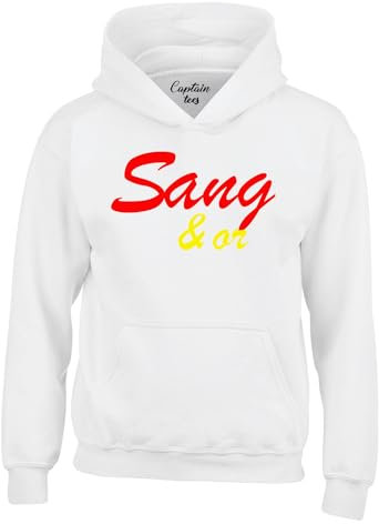 Captain Tees Sang & Or | Sweat Shirt Foot 100% Coton Bio | idée Cadeau Football Originale pour Supporter lensois RC Lens (FR/ES, Alpha/Lettres, TTG, Taille Normale, Taille Normale)