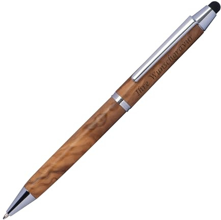 Touchpen Holz Kugelschreiber mit Gravur / aus Olivenholz