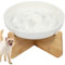 Gamelle Anti Glouton Chat Ceramique Gamelle Anti Glouton Petit Chien avec Bambou Support Gamelle Anti Glouton Chat Surélevée Prévenir Vomissements Indigestion Obésité (Blanc)