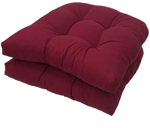 Outdoor Seat Cushions for Wrought Iron Patio Furniture Chair, Outdoor Dining Chair Cushion 18.9 x 18.9 Water Repellent Fill Tufted Patio Furniture Cushions(Wine red,48 * 48cm)