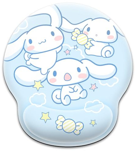 Kawaii Mouse Pad with Wrist Support, Cute Ergonomic Mouse Pads with Non-Slip Base for Home Office Decor for Women Essentials Desk Decor Accessories (Blue01)
