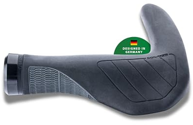 CONTEC Fahrrad-Griffe Merge Trekking Bar, 140 mm, D3-Dreikomponenten, Gummi, G-Link System, BarEnds, Ergonomische Passform, Stoßdämpfend, Schwarz, Paar