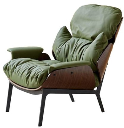 VENYAA Lazy Sofa Stuhl, Flauschige Kissen Bequeme Leder Arm Stuhl gepolstert Single Sofa Lesesessel für Home Schlafzimmer Wohnzimmer(Color:Grün)
