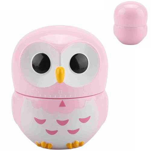 Cute Kitchen Timer, Kitchen Timer Manual Egg Timer Egg Boiler Timer Owl Shape Cooking Timers Cooking Tools for Home Kitchen Bedroom(Pink)