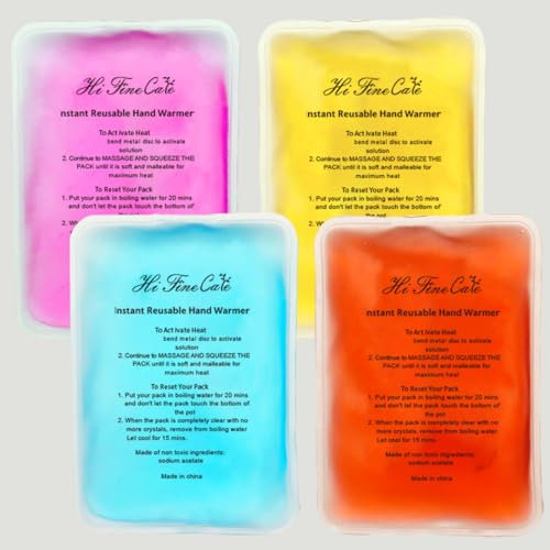 HI FINE CARE Hand Warmer, Reusable Snap Heat Pack, 4 Pack (13.5×9.5cm), Large