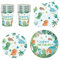 PORUPAEL 68pcs Dinosaur Birthday Party Tableware Set Including Dinosaur Paper Plates Cups and Napkins Happy Birthday Party Tableware Set Dinosaur Themed Party Decorations for 16 Guests