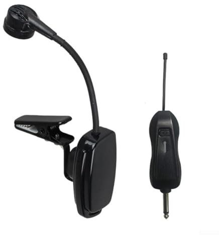 Saxofón de micrófono inalámbrico para instrumentos, configuración de micrófono inalámbrico digital para saxofón, trompeta, tuba, trombón, clarinete (1 en 1 para saxofón)