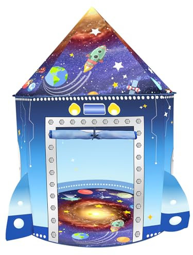 Zelt Für Kinder Spielzelt Raketenspielzelt Spielhaus Kleinkinder Jungen Zelt drinnen draußen großes Raumschiff Astronauten Pop-up tragbares Heimkostümparty Geburtstagsgeschenk