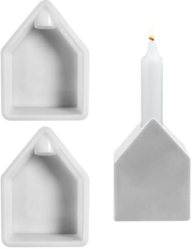 Silikonformen Gießformen Häuser Kerzenhalter,Silikonform Weihnachten Haus Gips zum Gießen,Silikonform Kerzenhalter Gießformen Silikon Weihnachten Haus Gießform Kerzenhalter für Sojawachs Kerzen (2PCS)