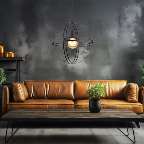 Pendant Ceiling Light Pendant Lamp Design Light Metal Ball Black Diameter 40 cm