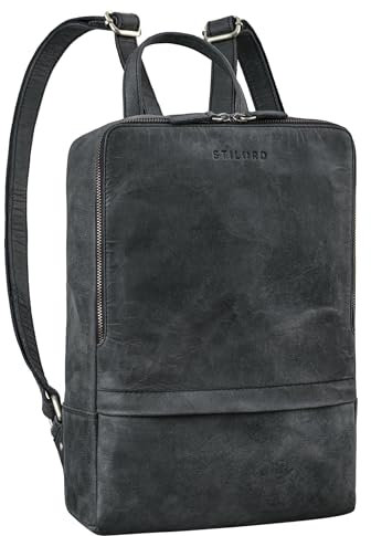 STILORD 'Verona' Zaino Cuoio Uomo e Donna di Medie Dimensioni come Zainetto da Città Zaino Universitario per Laptop 13-13,3 Pollici Zaino da Lavoro Vera Pelle, Colore:antracite
