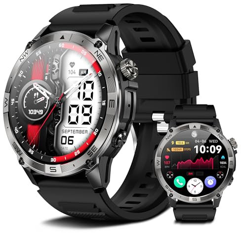 zocowear Smart Watch per uomo e donna, fitness tracker con GPS e bussola, schermo AMOLED da 1,4 pollici, orologio fitness con altitudine, pressione dell'aria, ciclo femminile, orologio da esterno IP68