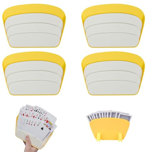 Cadoal 4 Stück Kartenhalter Kinder Spielkartenhalter kartenständer kartenhalter Spielkarten, Spielkartendecks mit faltbarem Tischständer für kleine Hände,Arthritis und Senioren, 3-lagiges Design