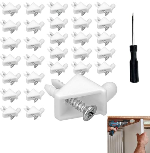 30 Stück Bodenträger, Bodenträger für Einlegeböden Kleiderschrank, mit 1 Schraubendreher, Einlegeboden Halter für Bodenhalter, Weiß