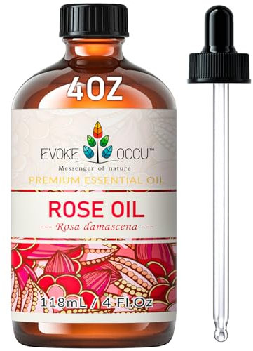 EVOKE OCCU Olio Essenziale Rosa 118ml, per Diffusori, Aromaterapia, Massaggio, DIY, Bagno e Relax