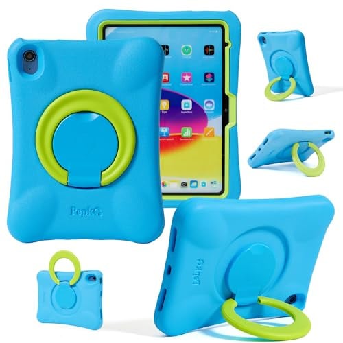 NLR FUN Custodia per iPad per Bambini, Copertura Antiurto per iPad Air M4 (2026) / M3 (2025) / M2 (2024) da 11 pollici, Protettiva Leggera a Tutto Corpo da Manico/Supporto Pieghevole (Blu + Verde)
