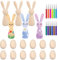 IWTBNOA 30 Stück Ostereier Holz, Osterhase Holz, Ostern Basteln Holz, Holzeier zum Bemalen, Ostern Eggs, Hase Bastelset, Ostern Basteln DIY Holzbastelsets für Ostereier Deko Geschenke Osterdekoration