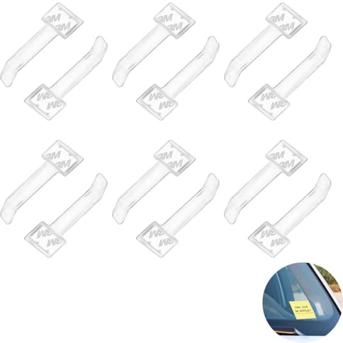 12 PièCes Clip De Ticket Pour Pare-Brise - Support Auto-AdhéSif Pour Carte De Stationnement Et Ticket De Parking, Plastique Transparent Avec Coussinets AdhéSifs, IdéAl Pour Pare-Brise De Voiture