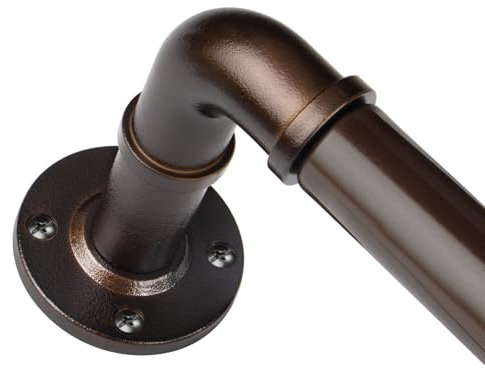 Bronze Curtain Pole 80 to 148 cm, HOTOZON 25 mm Industrial Curtain Poles for Eyelet Curtains, Metal Blackout Curtain Rod Extendable with Brackets for Bedroom, Living room