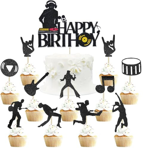 25 Stücke Tortendeko Hip Hop,Rock Musik Thema,Geburtstagskuchen Dekorationen,Kindergeburtstag Happy Birthday Cake Topper Hip Hop Party Supplie,Street Dance Kuchen Deko