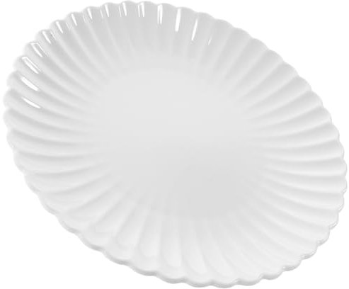 IMIKEYA Chrysanthemum Keramikplatte Servierplatte Für Snacks Desserts Und Obst Rustikales Design Weiße Tischware Für Küche Und Essbereich