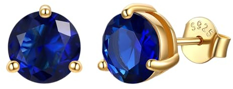 JustBeingCute Ohrringe Gold 585 Vergoldet Ohrstecker Silber 925 Zirkonia | Ohrstecker Gold mit Stein Geburtsstein Rot Grün Hypoallergen Stecker Schmuck Damen Geschenk für Frauen 4/5/6/6.5/7.5/8 mm