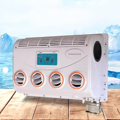 Ensemble Évaporateur de Climatiseur, Climatiseur 12V/24V CC pour Camping-Car, Conversion de Fréquence Intelligente + Télécommande, Performances Stables, pour Voiture, Caravane, Camion,24V