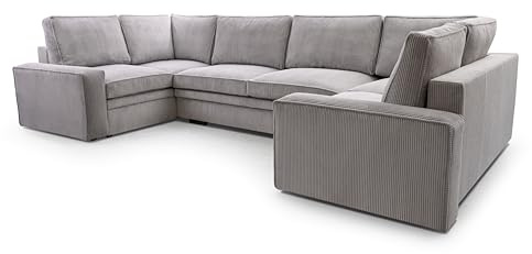 AXLIVING Ecksofa grau Treville U Wohnlandschaft XXL U Form