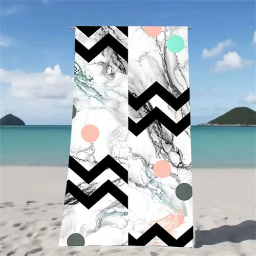 Toalla Playa Negro Toalla Playa Grande 150x200cm Toallas Baño Grandes Microfibra Moderno Toallas Piscina Ligera y de Secado Rápido Con Bolsa de Almacenamiento para Piscina, Baño Gimnasio Camping W2-19