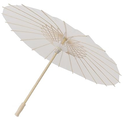 Sorandy Parasol en Papier Blanc élégant pour Enfants pour Peinture DIY, Parapluie en Papier de Style Chinois pour la Décoration, Cadre en Bambou, 1 X Parapluie en, adapté aux Accessoires de (58 cm)