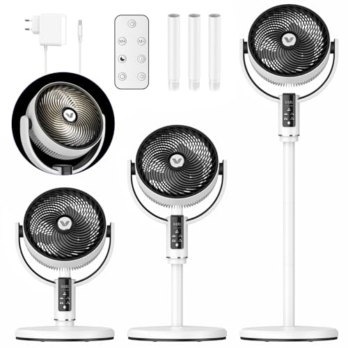 ahnwer 30dB Silent Cordless Standing Fan for Bedroom, 110cm Rechargeable Pedestal Fan, 80° Oscillating, 90° Manual Vertical Cooling Fan, 10 Speeds, Aromatherapy, Remote, Night Light, 10H Timer (Pro)
